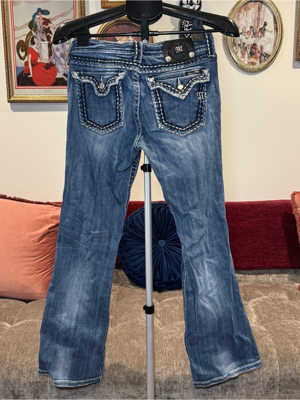 Miss Me Y2K Embroidered Back Pocket Bootcut Jeans - Blue